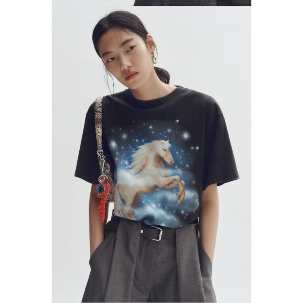 Stella McCartney x H&M Horse Graphic T-Shirt Faded Black Celestial Star Print - Picture 4 of 5